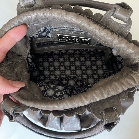 Gray Leather Lockhart Mini Flower Purse with Tassels M010446 - Picture 7 of 8